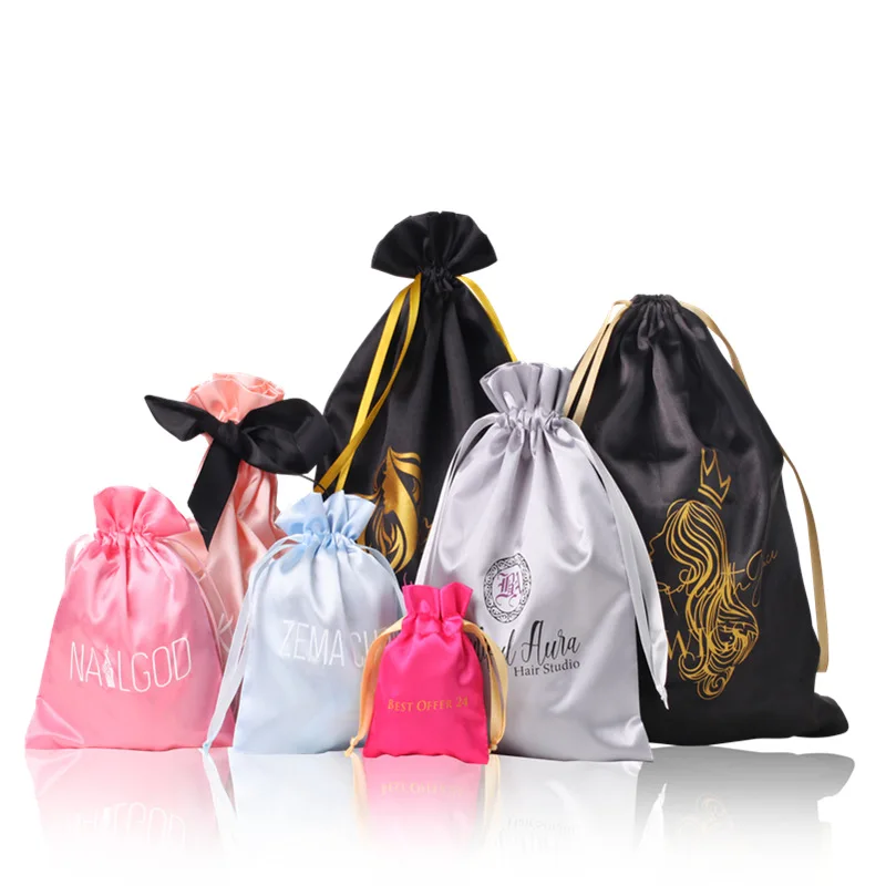 Hair Bundles Packaging Extension clear plastic Bags, Satin Human Weave Hair Box wig wholesale packaging bags for wigs/
