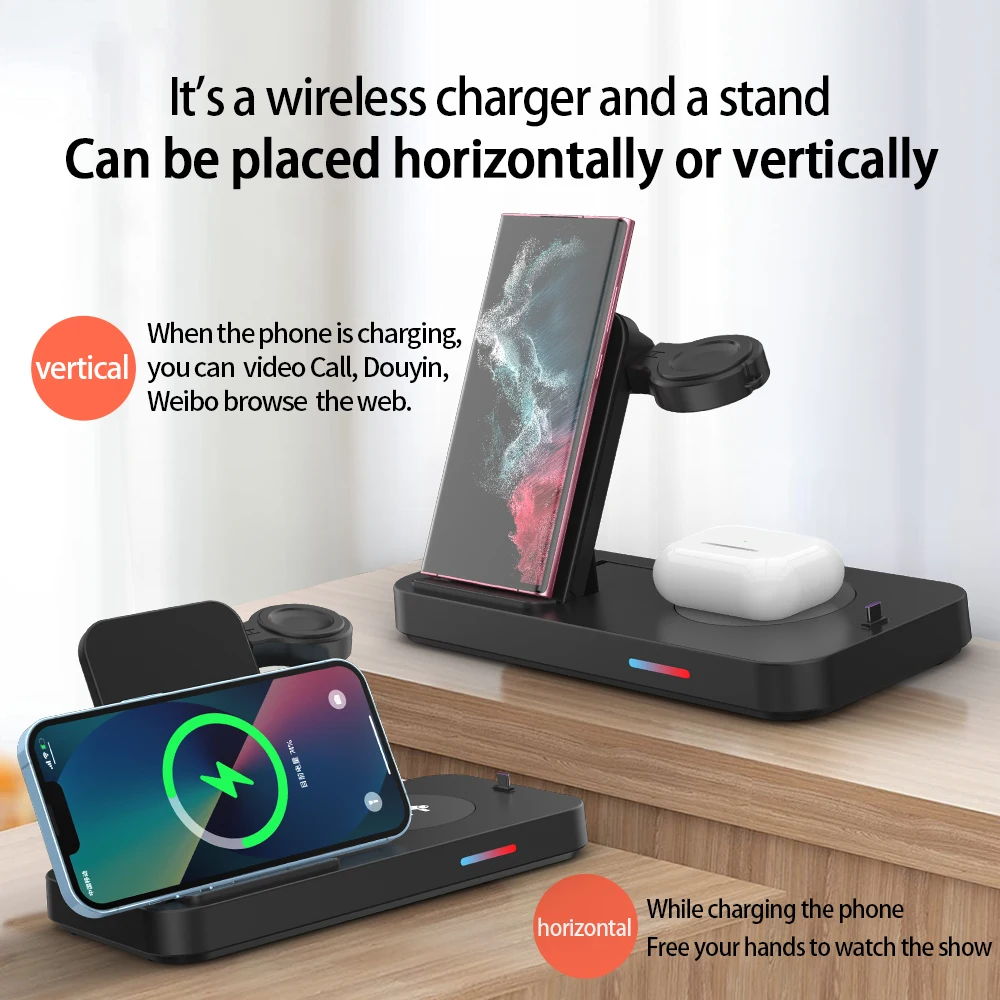 4 in 1 Wireless Charger Stand Fast Charging Phone For Iphone i Wireless Charger dock