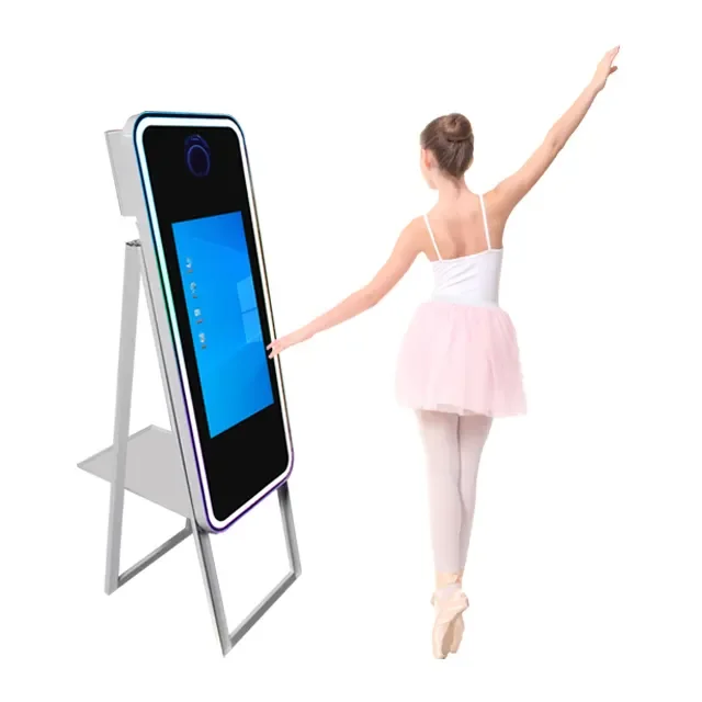 40-Inch Portable Smart Touch Mirror New Foldable LED Light Frame Compatible with Camera Selfie and Photo Booth
