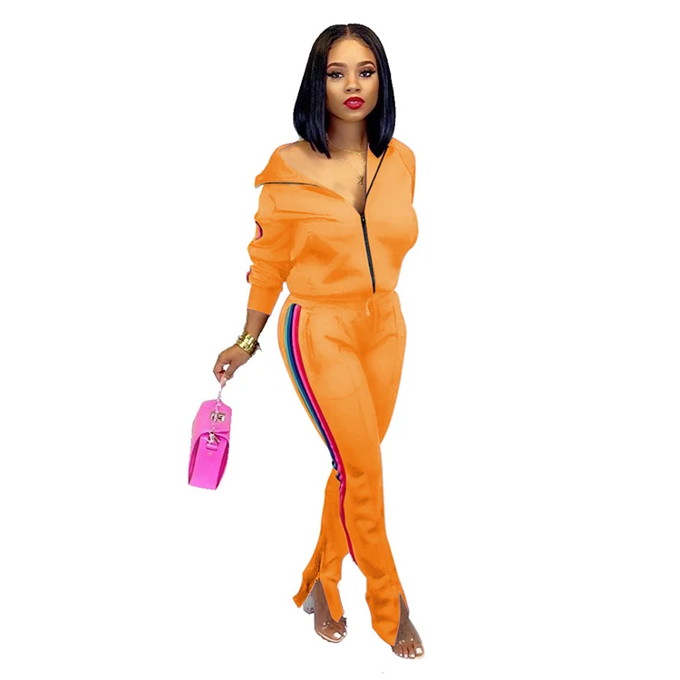 
Trendy Women Tracksuit 2019 Autumn Two Piece Set Zipper Top and Pants Suit Sports Jogger Set Casual Sweat Suits 