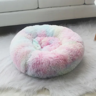 Hot Sale Faux Fur Donut Dog Bed Indoor Comfortable Cat Dog Soft Bed Pet Beds