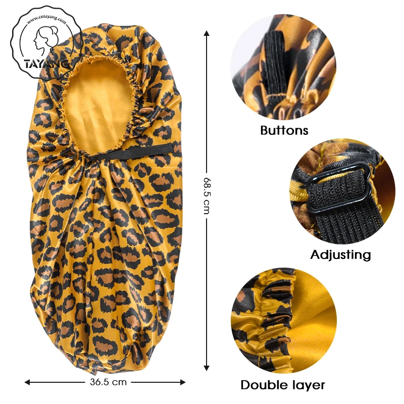 Designer inspired for braids shimmer double layer custimized print leopard made satendes dames