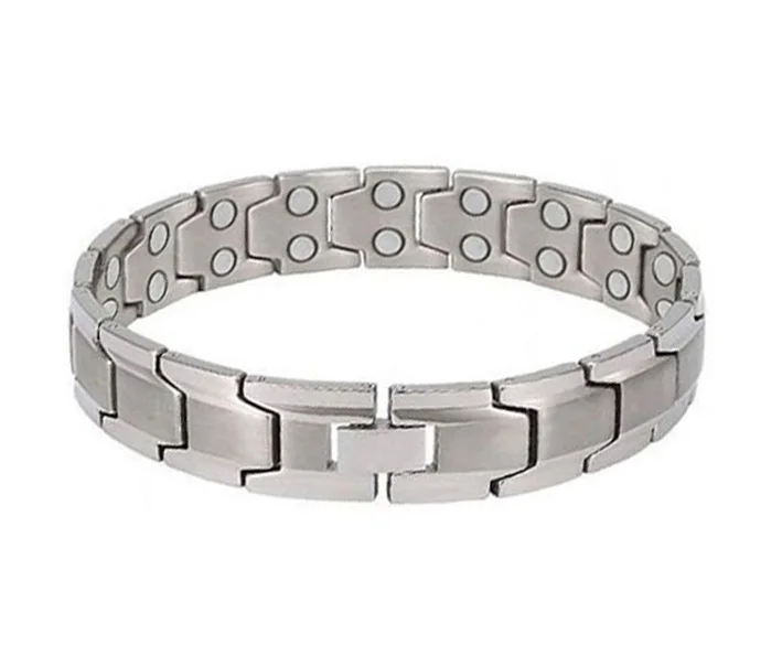 Top Supplier Fashion Magnetic Bracelet Custom Health Silver Color Men Magnetic Therapy Titanium Bracelets