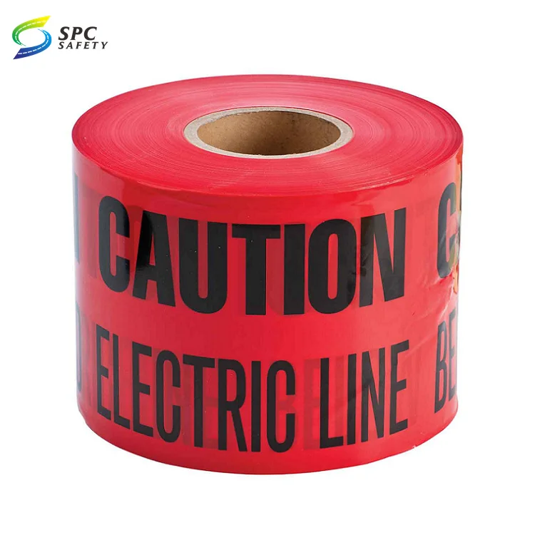 Durable Construction Blue Underground Utility Cable Wire Continuous Warning Marking Tape Buried Water Line Below Caution Tapes