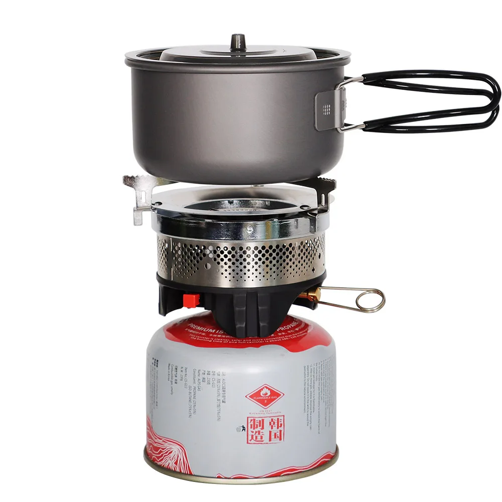 2023 New Camping Backpacking Stove Cooking System Lightweight Stove Set with 0.75L Pot and 0.25L Fry Pan