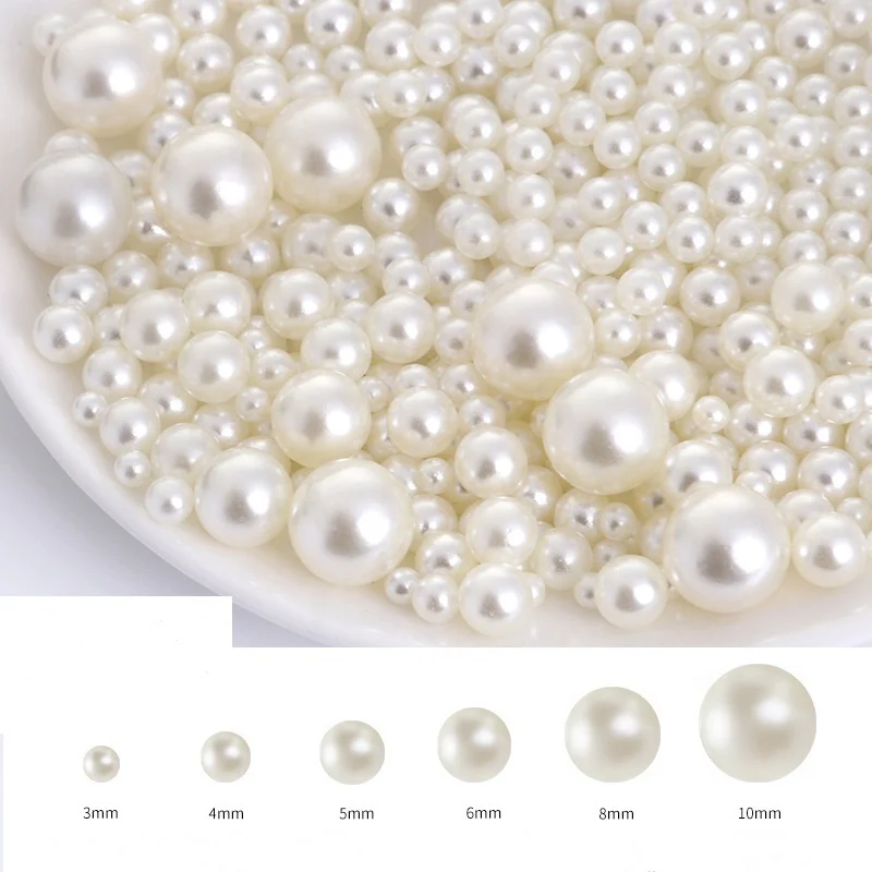 SUXUAN Jewelry Supplies Loose ABS Imitation Pearl 1.5-10mm White and Beige Color Plastic Decoration Pearl for DIY Garment Beads