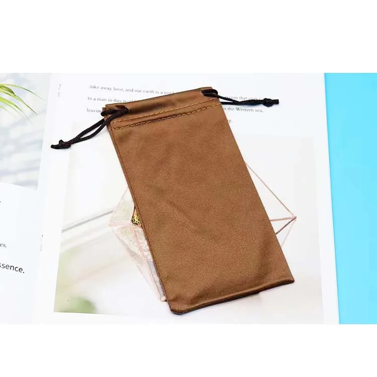 Wholesale Ready Goods 9*18cm Soft Drawstring Custom Microfiber Eye Glasses Sunglasses Bag Pouch Case