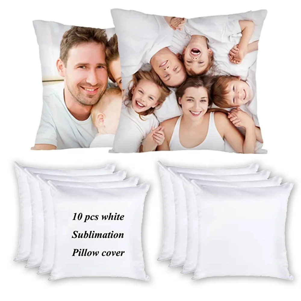 Printable 2 Sided Blank Hot Press Printing 10 pcs White Pillow Cushion Sublimation Pillow Cover with Zipper