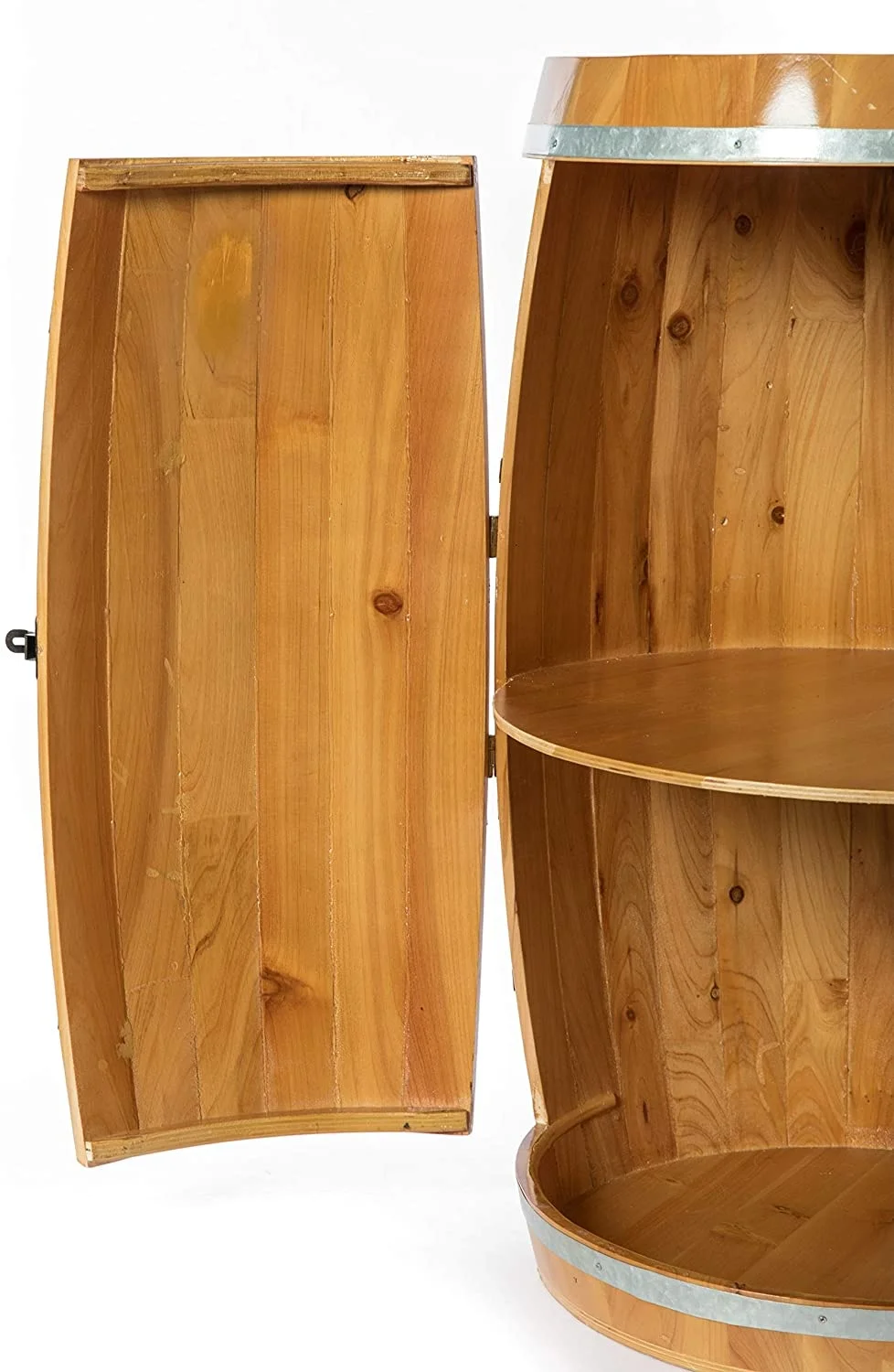 Wooden barrel-shaped wine rack, bar lockable locker, brown wine barrel