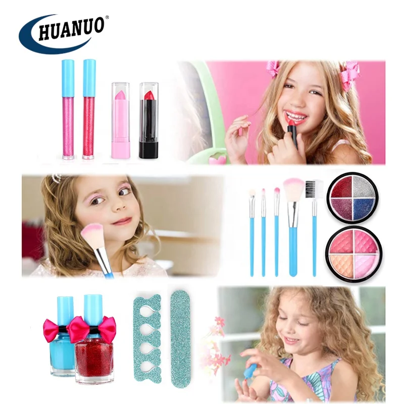 Girls pretend play cosmetic other toy princess gift set make up fashion kids makeup for kids real