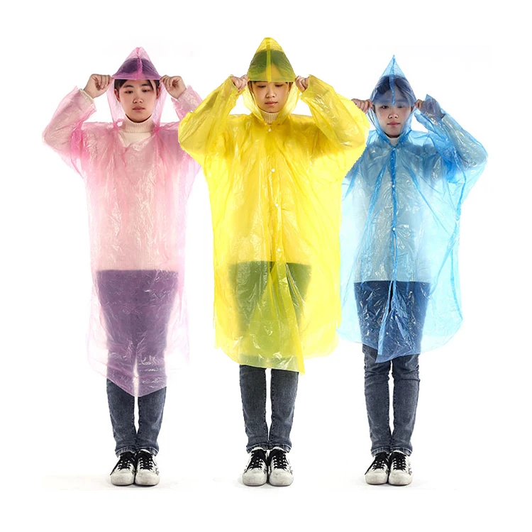 2023 Hot New Product PE Different Color Rain Ponchos Unisex Disposable Raincoat