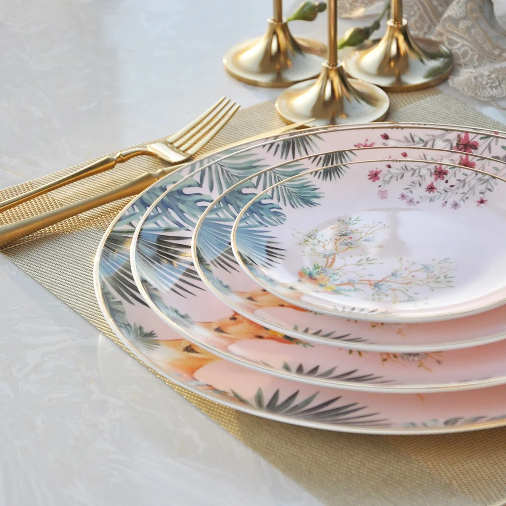 Luxurious wedding bone china tableware set, wapiti design dinner plates