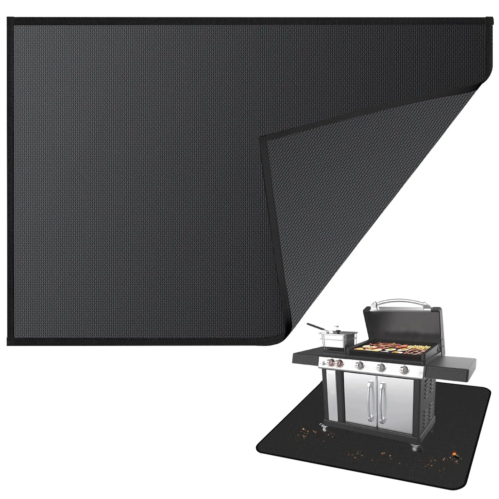 To Protect Deck And Patios Fireproof & Oil-Proof Silicone Coating Patio Mat with Aluminum Foil Insulation