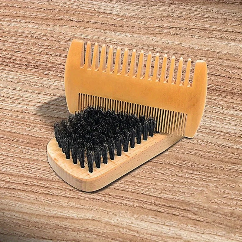 Beard Care Brush Comb Set, Double Sided Comb Beard Grooming Kit For Grooming Beards And Mustaches