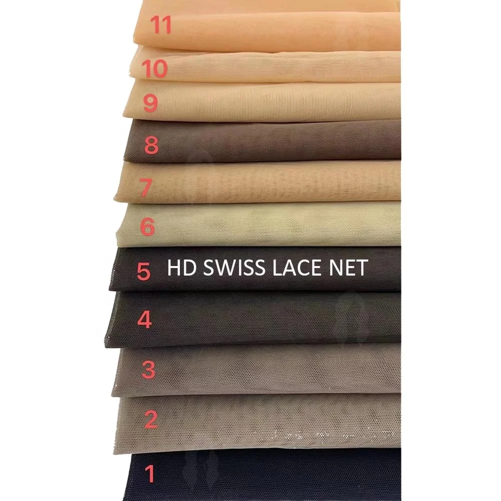 Bulk Wholesale Best Real Ultra Thin HD Film Lace Transparent Swiss Lace Net Fabric Material in Yard for Frontal Closure Wigs