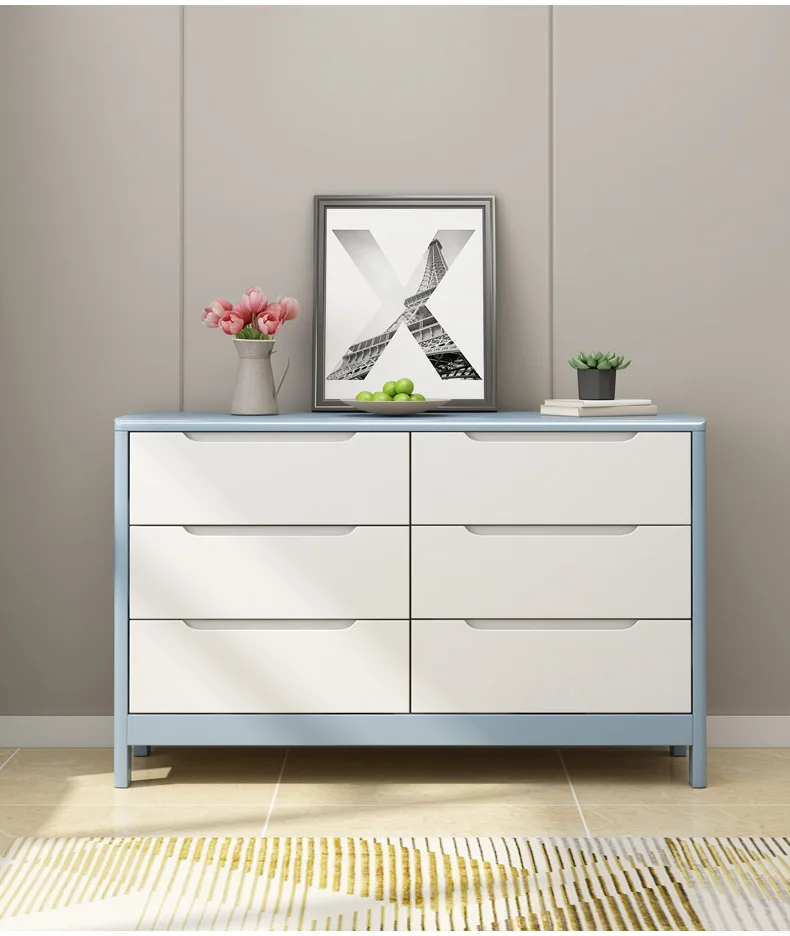 Walnut White wooden bedroom living room furniture storage six drawers medical chest cabinet