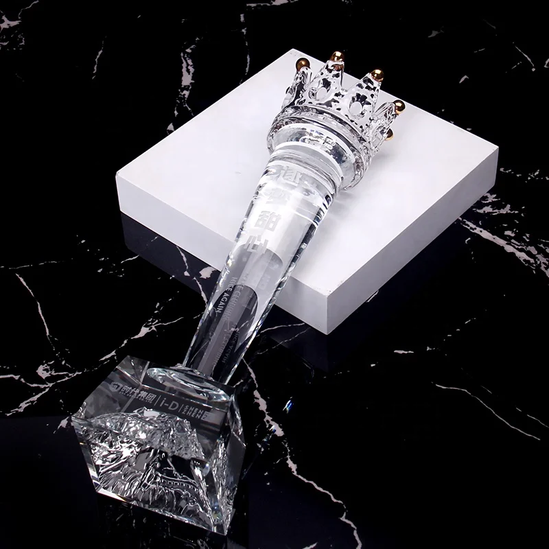 
RTS Custom 3D Engraving Logo Crystal Top Grade K9 Glass Crown Trophy Awards 