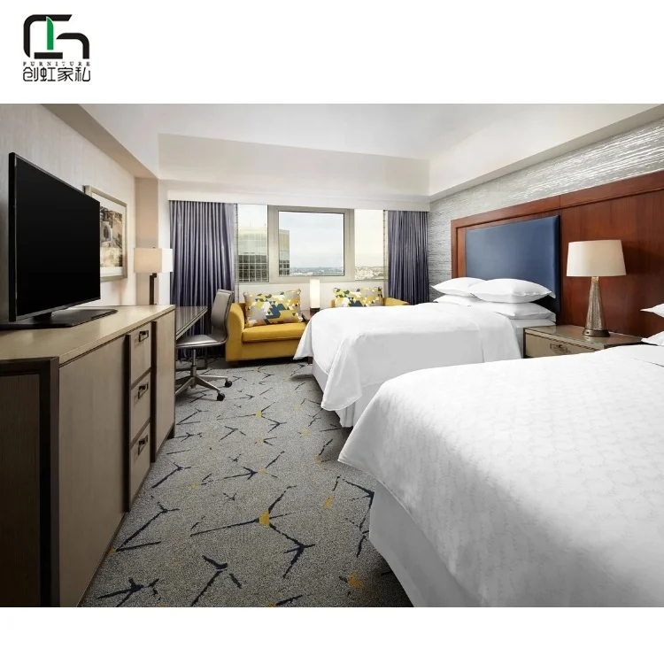 Factory custom modern design hotel full set twin bedroom furniture items