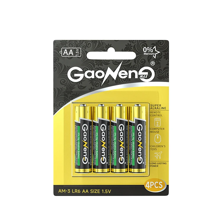 1.5V AA Alkaline Battery Dry Aaa Am3 LR6 Cylindrical Pattern Primary for Remote Control Toys RoHS Certified Packaged in Blister