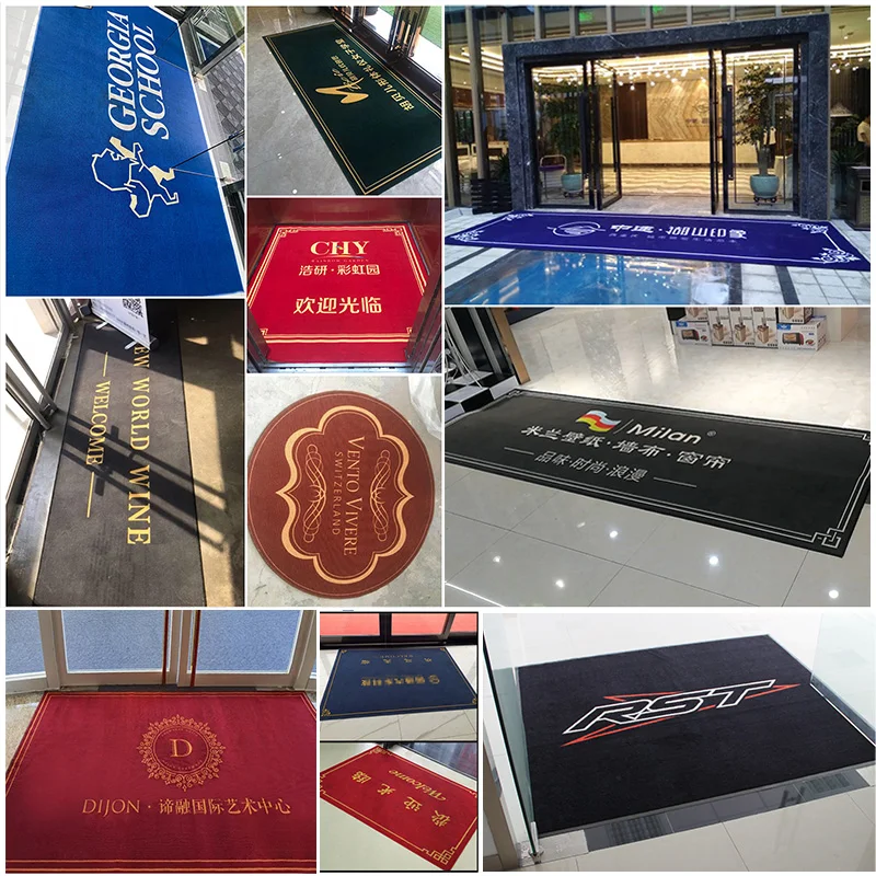 Custom Printed Logo Floor Foot Mats Rubber Backing Store Entrance Front Customize Commercial Door Mats