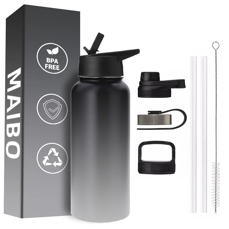 2022 Amazon Hot Sale Wide Mouth Sport Water Bottle Double Wall Powder Coated Stainless Steel Thermos Vacuum Flasks