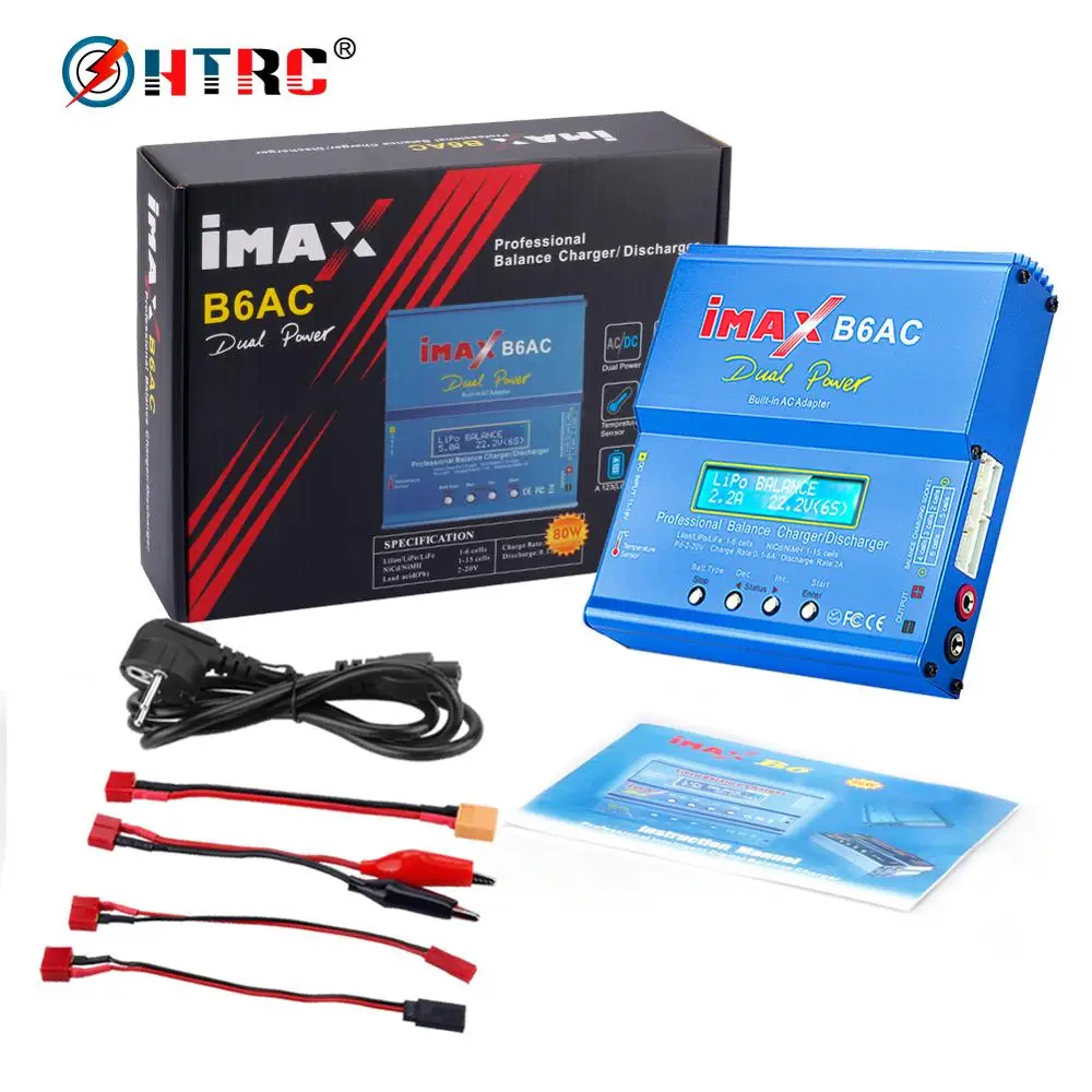 HTRC IMAX B6AC 80W 6A airsoft  Lipo Battery Balance Charger Discharger Dual Power Lipo Nimh Nicd Charger With Digital LCD Screen