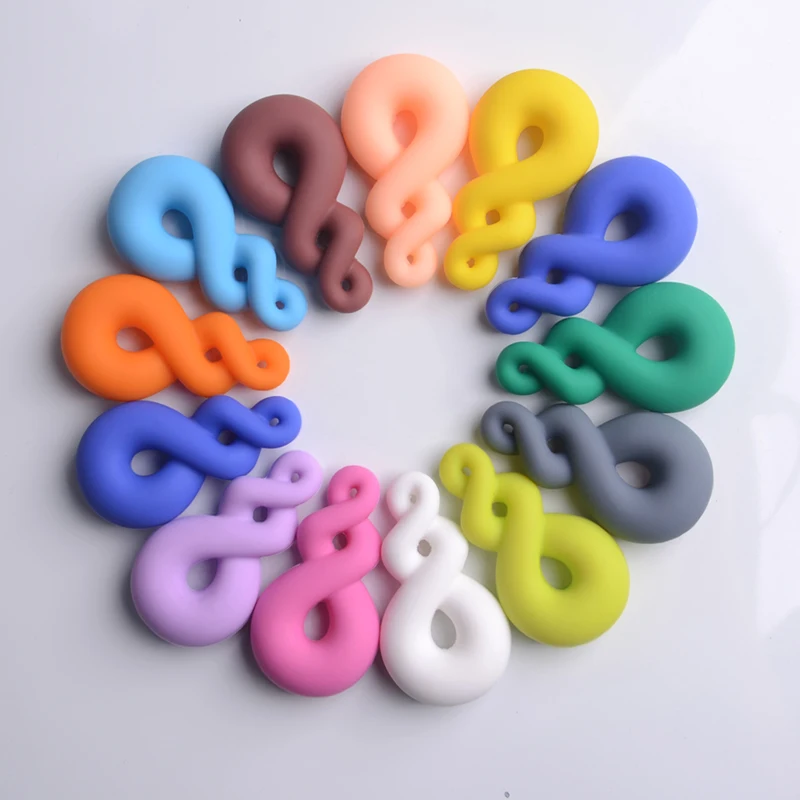 
Wholesale Food Grade Silicone Teething Necklace 8 Shaped Pendant Baby Teether 