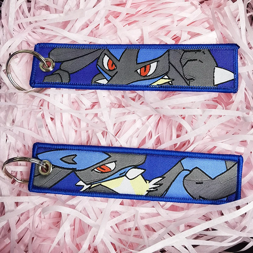 Personalized Embroidery Keychain Custom Letter Logo Promotional Gift Woven Fabric Jet Key Tag Embroidered Key Ring