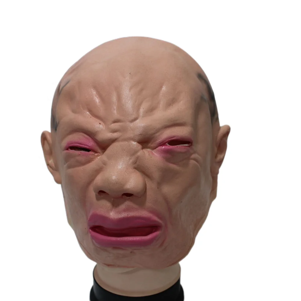Head Set PROM Party Carnival Latex Mask Role Play Crying Face Bald Latex Character Halloween Party Unisex Men Women 1pc/opp Bag