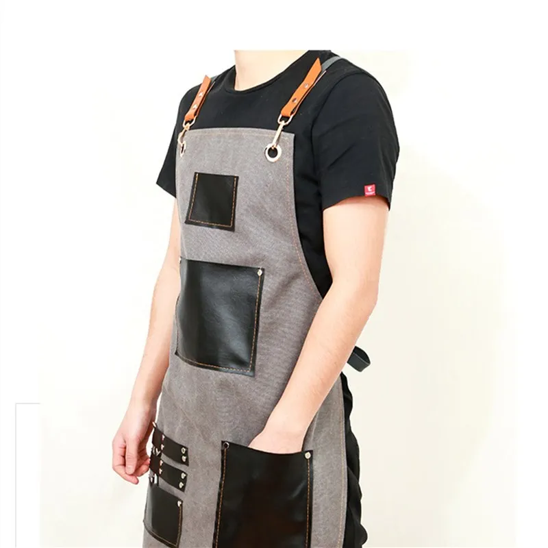 Custom Design Hairdresser Hairstylist Barber Apron Hair Cutting With Tool Pockets and Adjustable Straps For Men Women