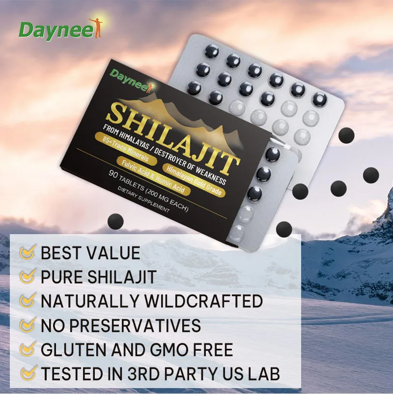 Shilajit Tablet Himalayan Organic Fulvic Acid 85+ Trace Minerals Resin Pure Shilajit Tablet