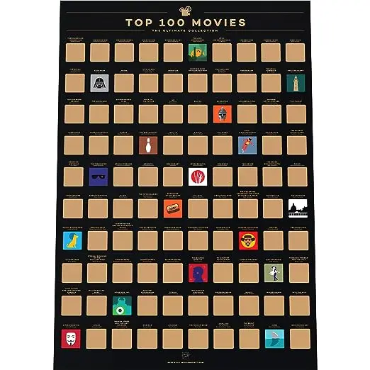 Customized deluxe scratch off poster high quality scratch off bucket list poster 100 places movies things to do poster