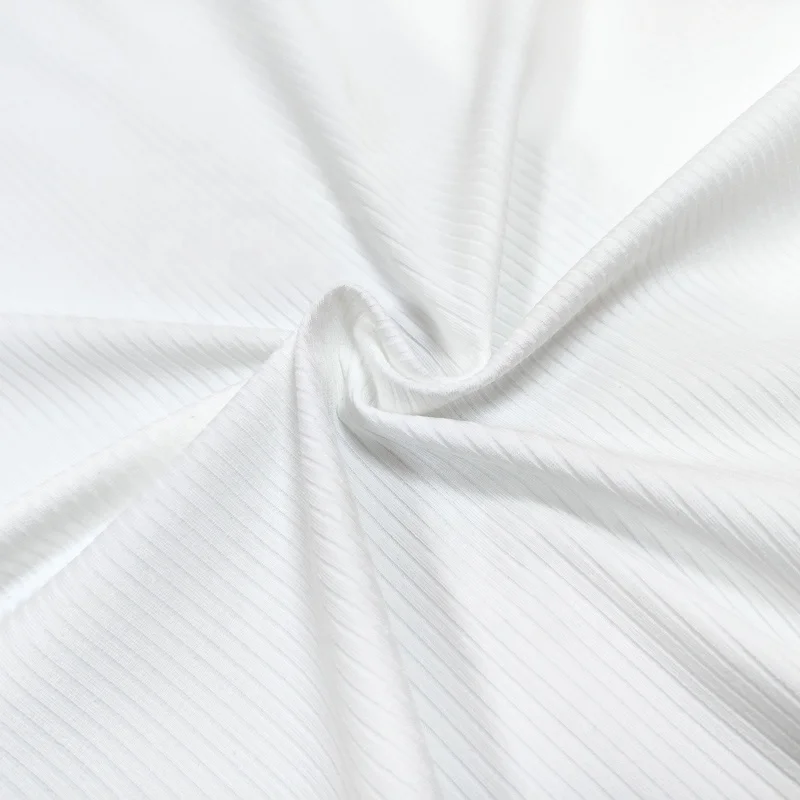 Wholesale custom tr rib fabric no moq solid color cotton fabric white brushed rib fabric for hoodies