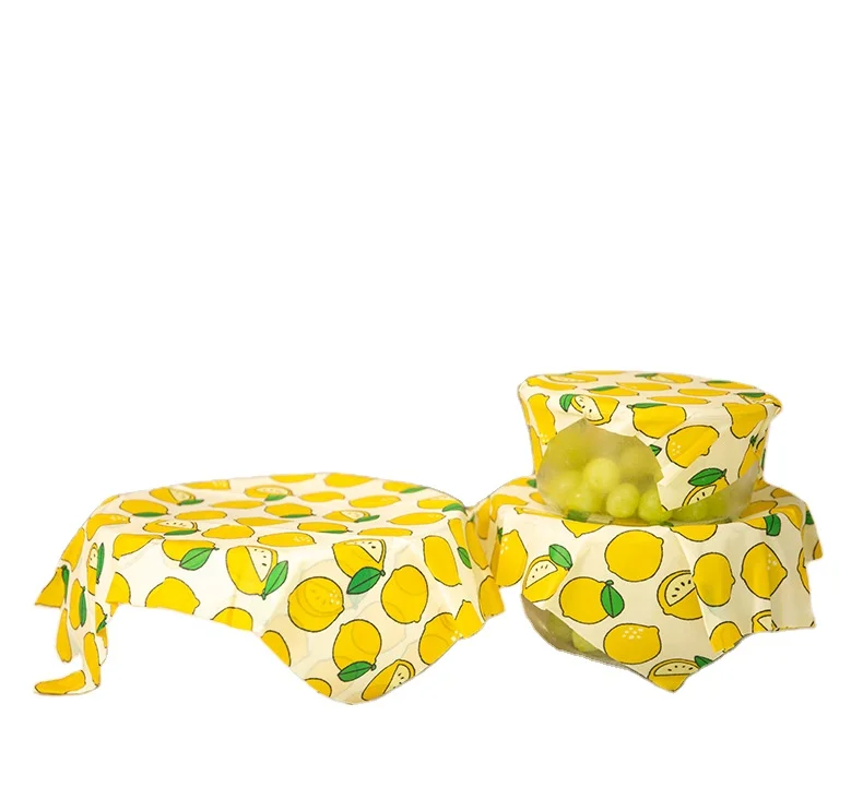 ECO friendly Organic Cotton Cloth Reusable Wrap Bee Wax Wrap Beeswax Food Storage Wrap with full printing