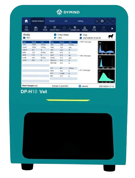 Dymind DP-H10 VET Automated 3 Part Veterinary hematology analyzer Dymind DP-H10 Vet 3DIFF + CRP POCT