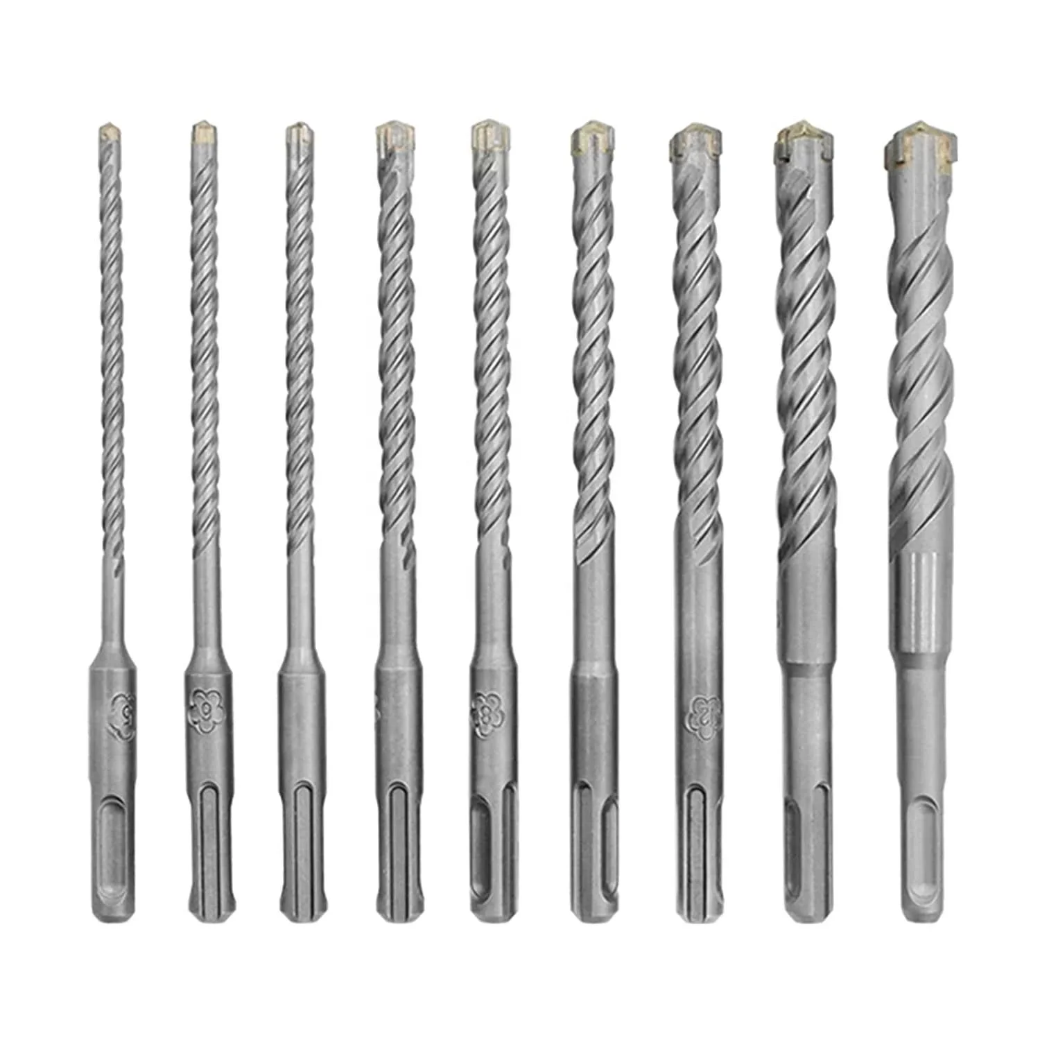 9 Pieces 160mm SDS Plus Shank Electric Hammer Carbide Cross-Tip Masonry Drill Bits Set with Case