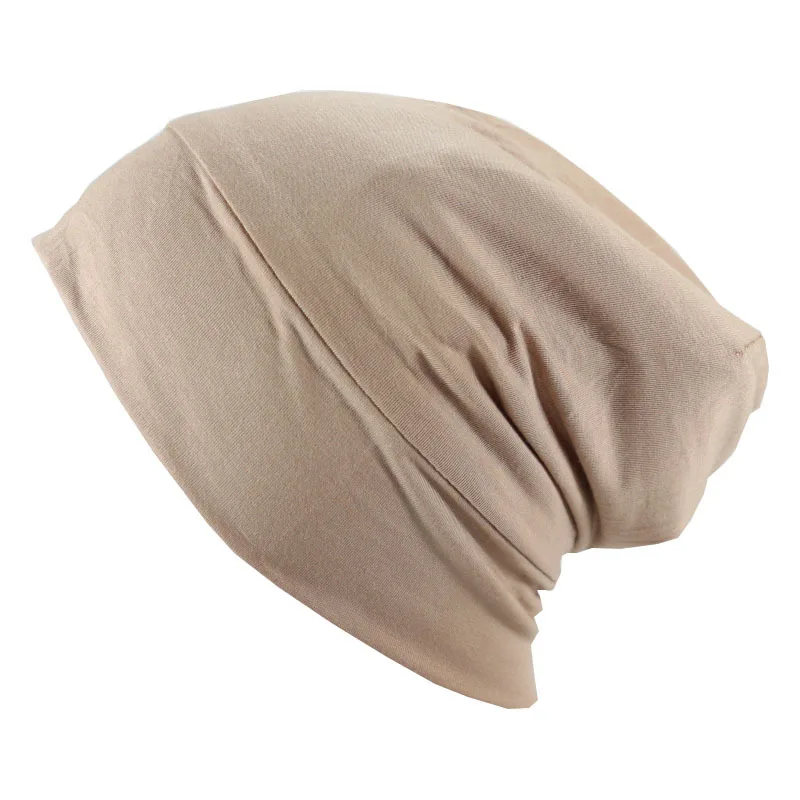 Custom Logo Sleep Cap Stay On Slouchy Women Silk Satin Inside Lined Hat Beanie With Satin Lining Inside