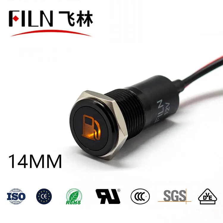 14mm Waterproof Lamp FILN 12V LED Car Boat LED Warning Dashboard Signal Lights Instrument Pilot light 220V