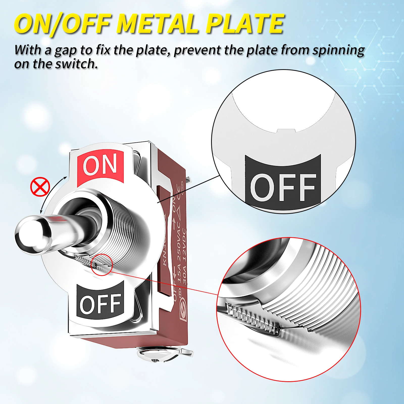 Marine Toggle Switch 12V DC 30A Waterproof Toggle Switch 250V AC 15A Heavy Duty with Weatherproof Boot Cover SPST ON/Off 2 Pin