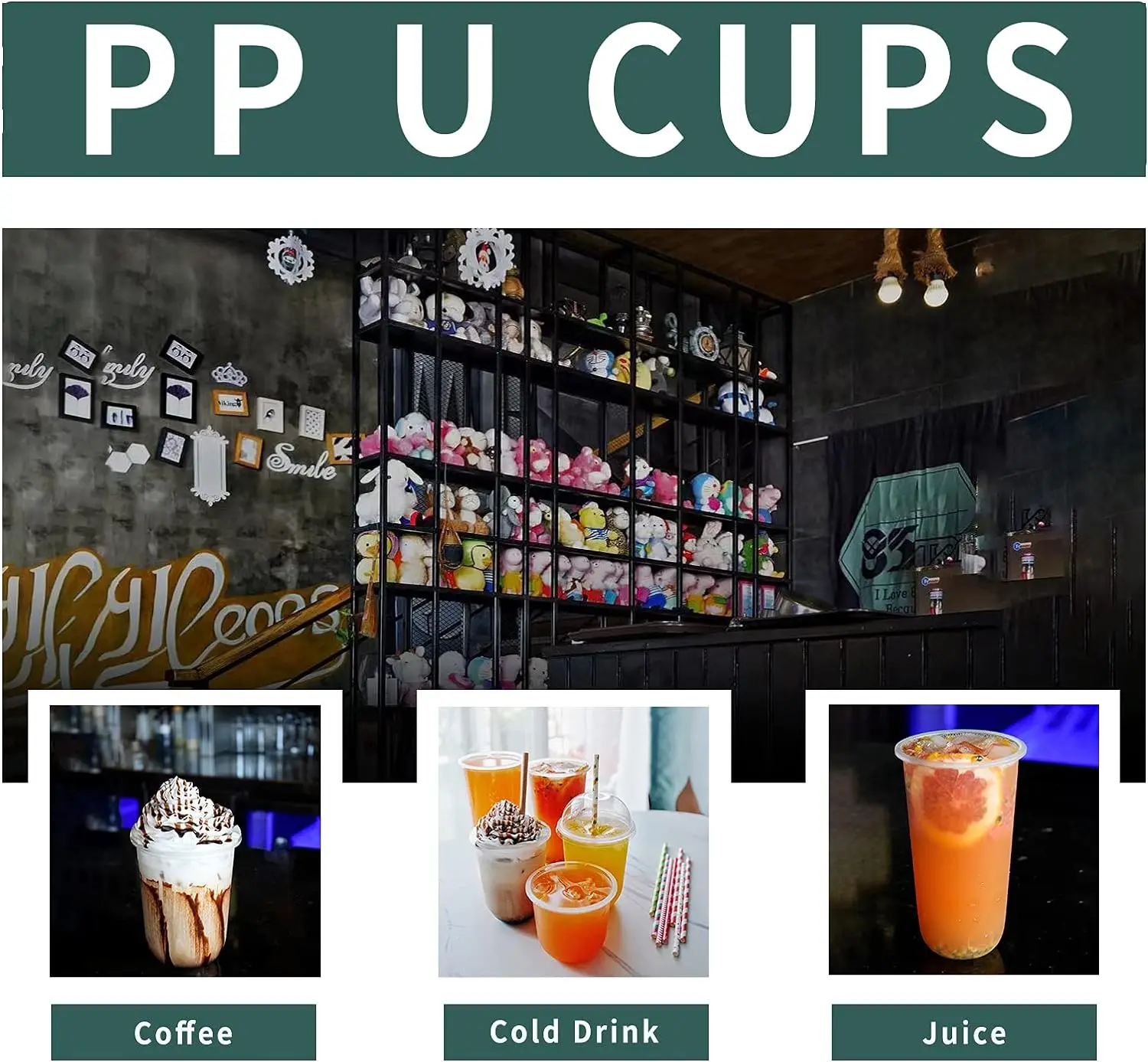 Custom U Shape Plastic Cups 360ml 500ml 700ml Boba Tea PP Cup with Logo for Personalized Tea Servings