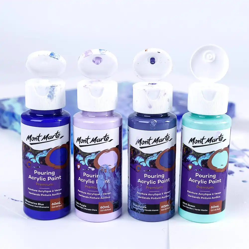 Mont Marte Pouring Acrylic 60ml 4pc - Ethereal Artist Acrylic Paint Set