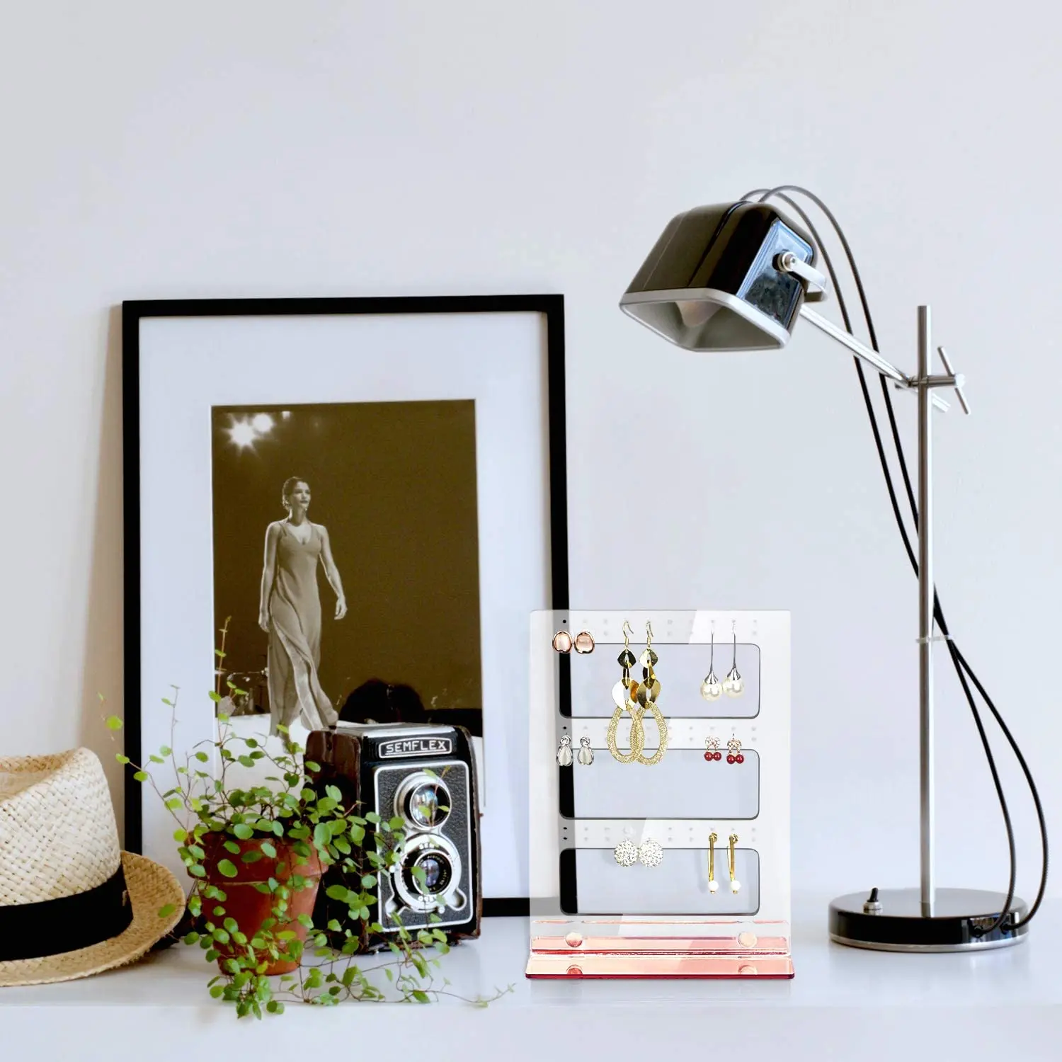 New Design Acrylic Mirrored Rose Gold Magnet Earring Display Holder Stand Detachable Earring Cards Organizer Holder for Store