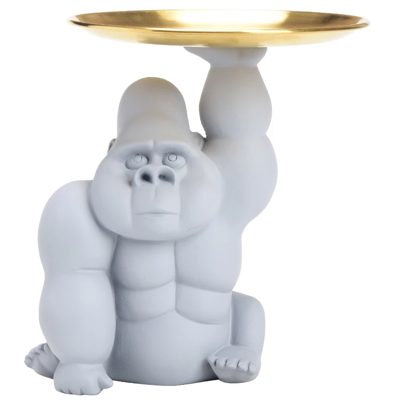 Modern Nordic Black and Grey Orangutan Key Tray Table Top Accessories Luxury Home Decor Statue