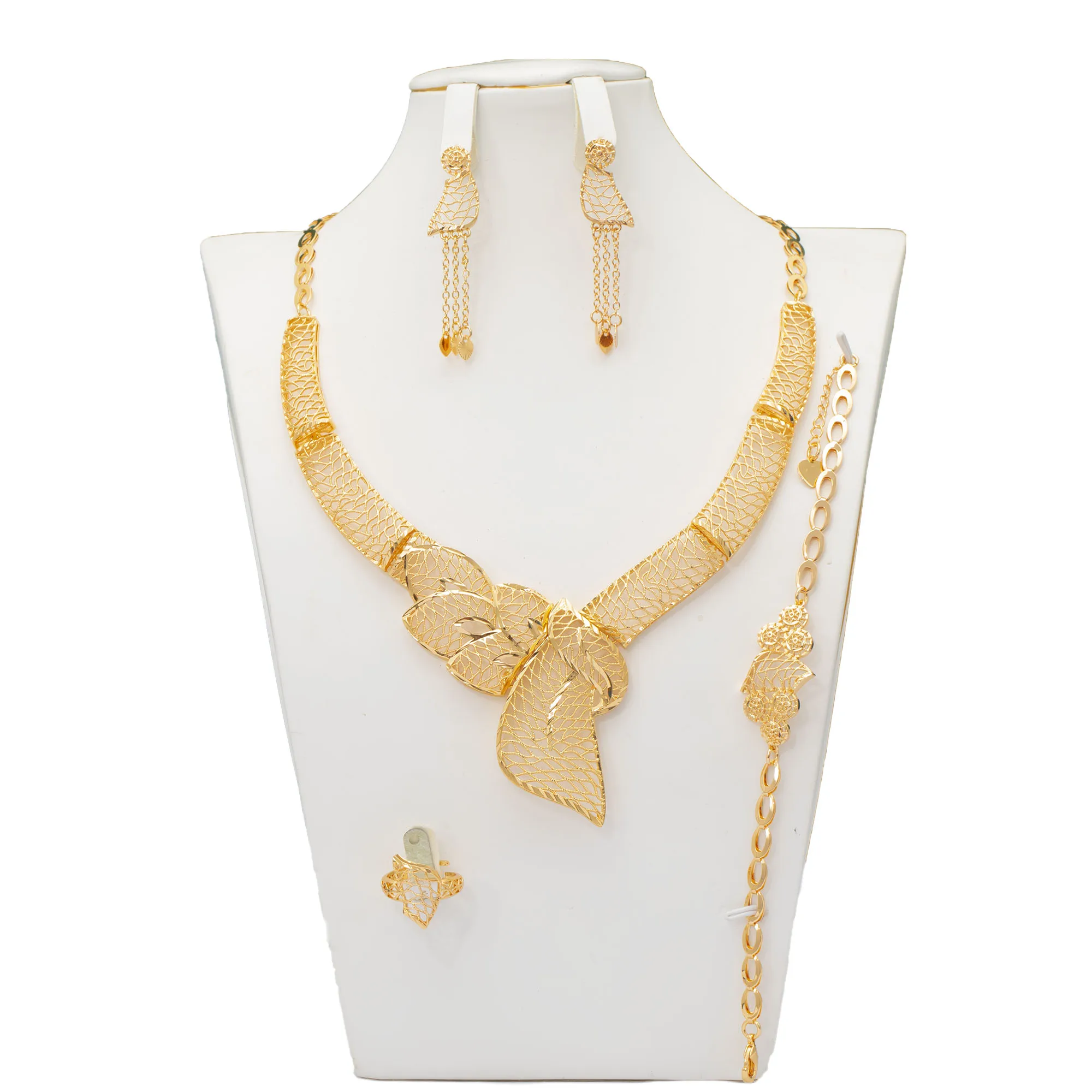 2023 Dubai 24k gold jewelry jewelry set wedding party gift new design