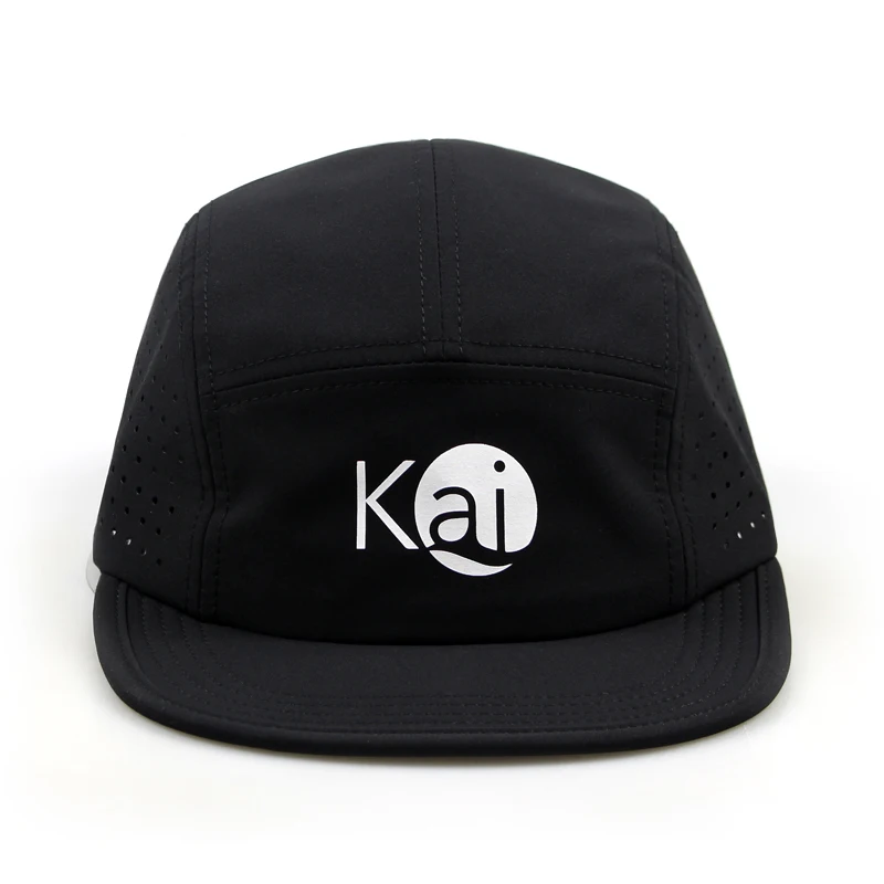 Custom Bill Unstructured Waterproof Laser Cut Hole Hat Black Adjustable Baseball Caps 5 Panel Hats