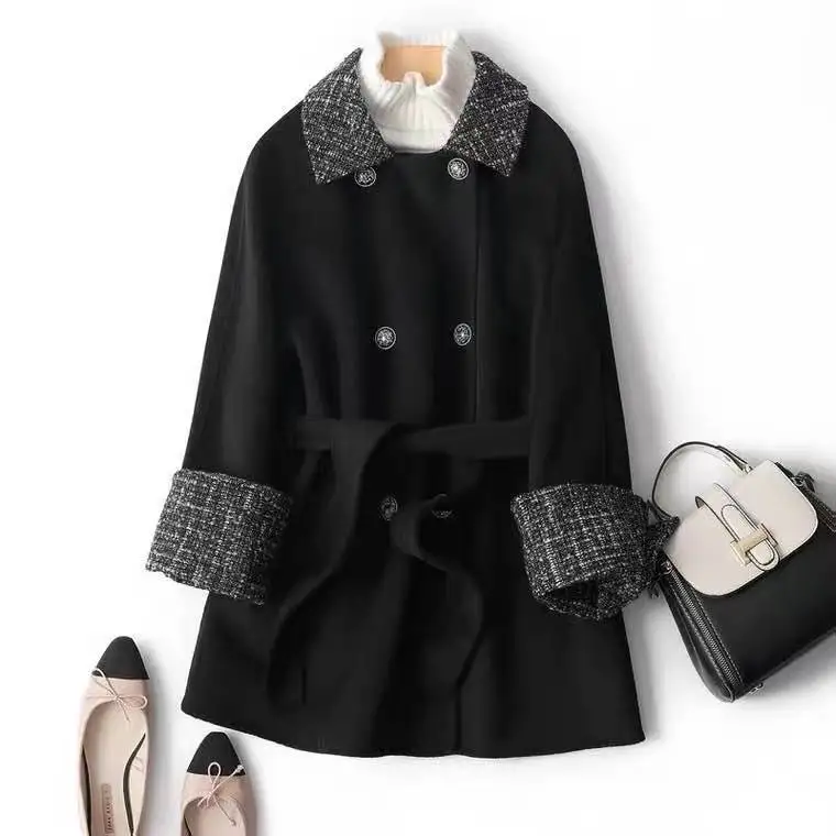 Korea japan 2021 New Fashion Elegant Women Winter Wool Coats Slim Wool Blended Overcoat Winter Jackets Parka