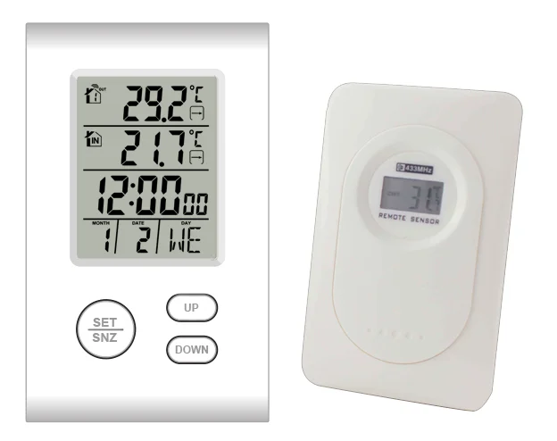Digital Clock Wireless Electronic Thermometer for Indoor Outdoor Greenhouse