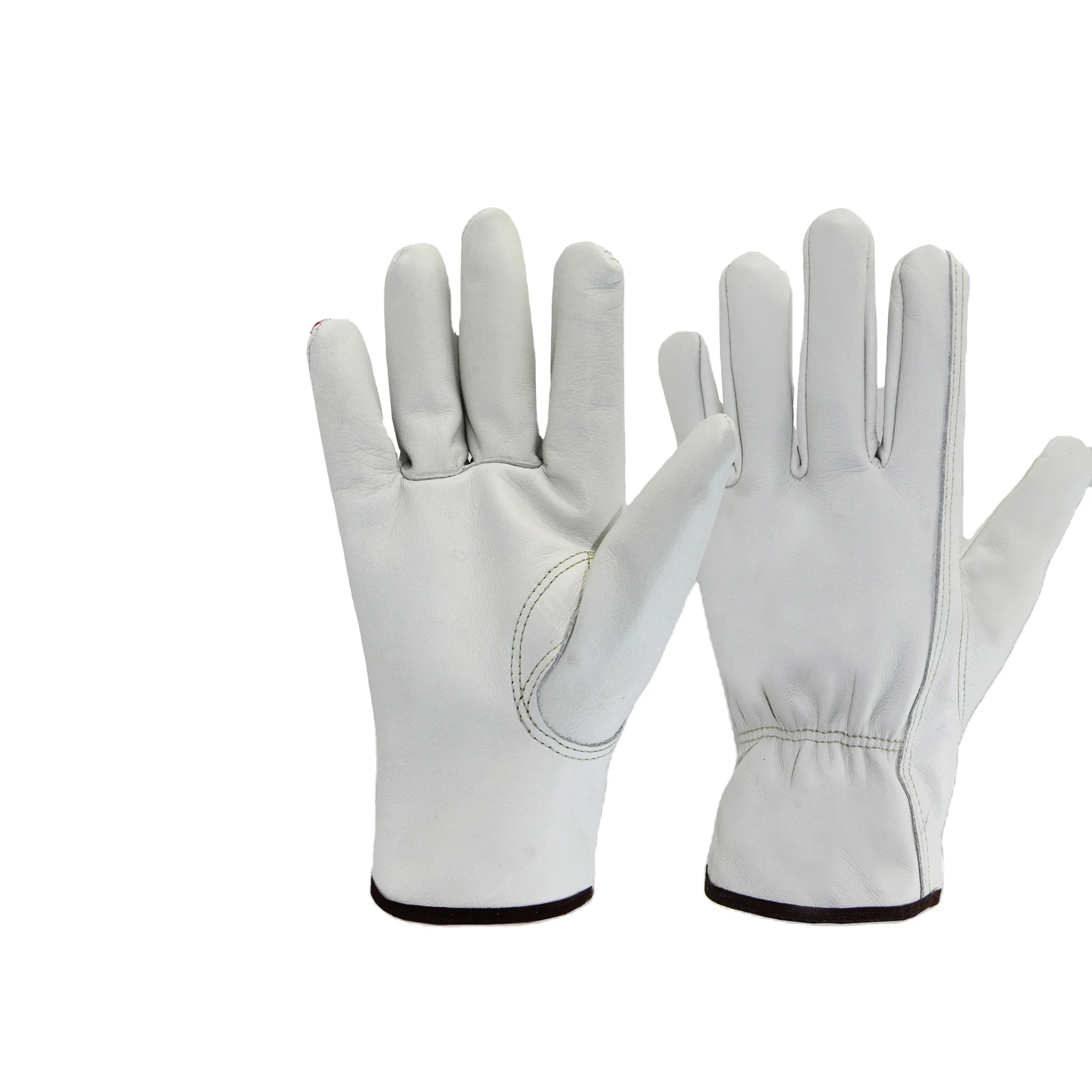 13 Gauge 120g Elastic Cuff No Line Cow Skin Full Grain Safety Rigger Gloves Men Hand Work Safety Cowhide Driver Gloves Leather