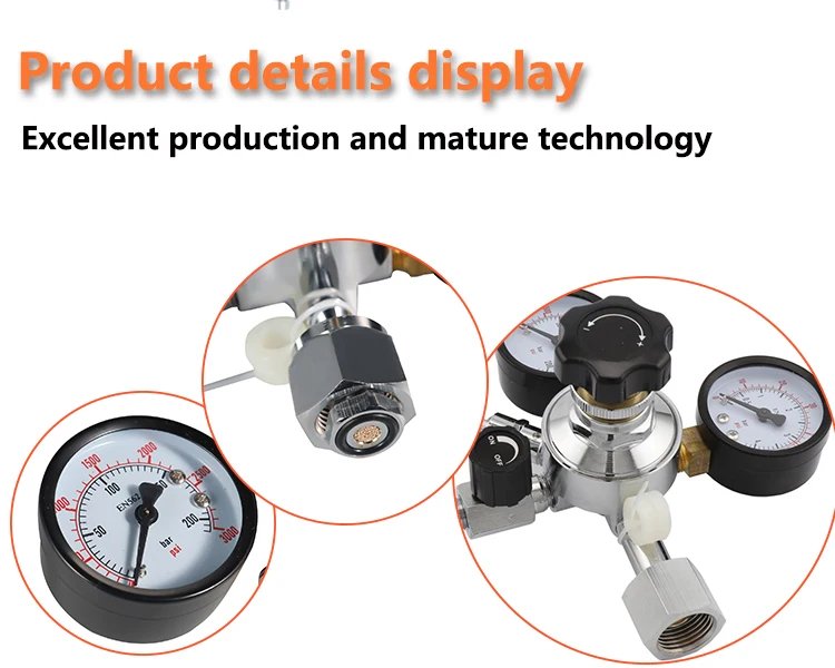 Co2 Dual Gauge  Beer Regulator For Homebrew With Pressure Relief Safety Valve 0-3000psi W21.8/CGA 320 Co2 Gauge Tools