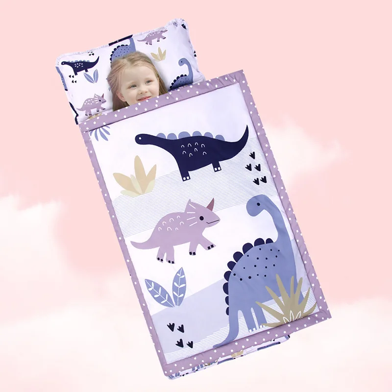 Children Travel Soft Bed  Preschool Kids Daycare Sleeping Bags Baby Nap Mat with Blanket Removable Pillow